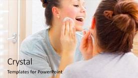  Presentation with cleansing - Slide set consisting of facial wash - skin care beauty teenager girl background and a lemonade colored foreground