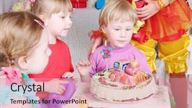  Presentation with kids birthday - Amazing slides having faciliate - three kids look at birthday backdrop and a coral colored foreground