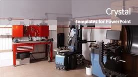  Presentation with car service - Presentation design with facilities maintenance - car service center interior background and a gray colored foreground