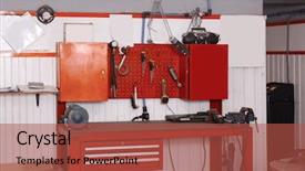  Presentation with car service - Presentation design featuring facilities maintenance - modern workbench with different tools background and a red colored foreground