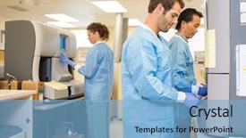  Presentation with virtual laboratory biology - Cool new theme with facilities maintenance - multiethnic researchers working in laboratory backdrop and a light blue colored foreground
