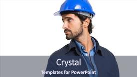  Presentation with maintenance - PPT layouts consisting of facilities maintenance - portrait of a worker isolated background and a ocean colored foreground