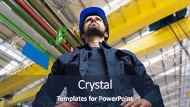  Presentation with facility maintenance - Beautiful slides featuring facilities maintenance - portrait of a worker backdrop and a navy blue colored foreground