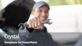  Presentation with mechanic - Presentation with facilities maintenance - smiling mechanic holding a wrench background and a dark gray colored foreground