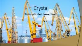  Presentation with cargo transportation - PPT theme consisting of facilities workstation - cargo transportation concept - industrial background and a light blue colored foreground