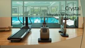  Presentation with gym - Audience pleasing presentation design consisting of facility - interior gym of a modern backdrop and a mint green colored foreground