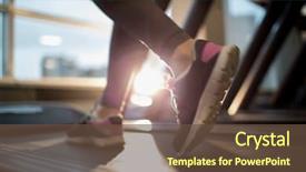  Presentation with running shoes - Cool new presentation with sporty female feet in sports backdrop and a tawny brown colored foreground