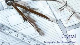  Presentation with architecture - Slide set having facillity layout - architecture related objects background and a sky blue colored foreground