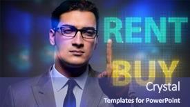  Presentation with media buying - Cool new presentation theme with facing dilemma of buying versus backdrop and a  colored foreground