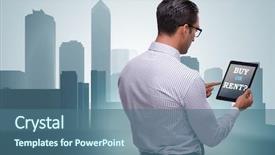  Presentation with media buying - Beautiful theme featuring facing dilemma of buying versus backdrop and a  colored foreground