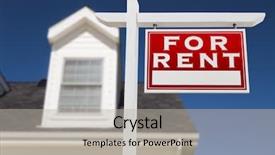  Presentation with real estate - Audience pleasing PPT theme consisting of facing for rent real estate backdrop and a light gray colored foreground