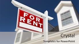  Presentation with real estate - Beautiful PPT theme featuring facing for rent real estate backdrop and a soft green colored foreground