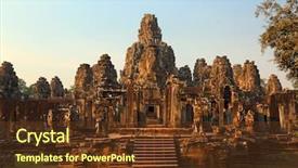  Presentation with temple - Presentation theme enhanced with facing giants - bayon temple with giant stone background and a tawny brown colored foreground