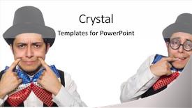  Presentation with funny - Slide deck enhanced with facing giants - funny man wearing giant bow background and a  colored foreground