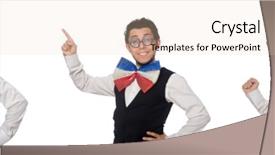  Presentation with man in suit and tie - Beautiful presentation design featuring facing giants - funny man wearing giant bow backdrop and a lemonade colored foreground