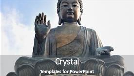  Presentation with hong kong china - Beautiful PPT theme featuring facing giants - tian tan giant buddha overlooking backdrop and a dark gray colored foreground