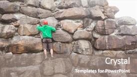  Presentation with rock - Beautiful slides featuring facing obstacles - determined man scaling a large backdrop and a  colored foreground