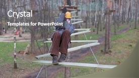  Presentation with safety - Audience pleasing slide deck consisting of facing obstacles - little climber goes zigzag obstacle backdrop and a gray colored foreground