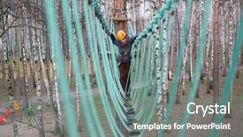  Presentation with facing obstacles - Colorful slide set enhanced with facing obstacles - little climber takes the rope backdrop and a gray colored foreground