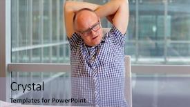  Presentation with pain - Colorful presentation theme enhanced with facing obstacles - middle age balding man backdrop and a  colored foreground