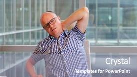  Presentation with worker - Amazing slide deck having facing obstacles - office male worker suffering backdrop and a gray colored foreground