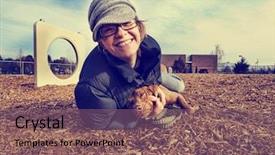  Presentation with facing obstacles - Presentation design enhanced with facing obstacles - woman wrestling with her dog background and a  colored foreground