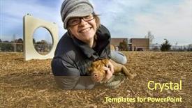  Presentation with facing obstacles - Colorful slide deck enhanced with facing obstacles - woman wrestling with her dog backdrop and a  colored foreground