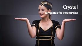  Presentation with flight attendant - Amazing slide deck having facing obstacles - young flight attendant on gray backdrop and a  colored foreground