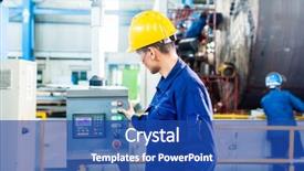  Presentation with manufacturing safety - Amazing presentation theme having manufacturing safety - worker in factory at cnc backdrop and a ocean colored foreground