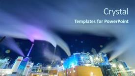  Presentation with pollution air - Slide set with factory-at-night-air-pollution background and a ocean colored foreground