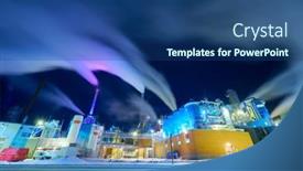  Presentation with pollution air - Amazing presentation design having factory-at-night-air-pollution backdrop and a ocean colored foreground