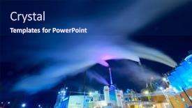  Presentation with air pollution - Slide deck with factory-at-night-air-pollution background and a navy blue colored foreground