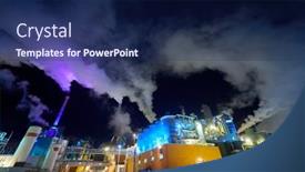  Presentation with air pollution - Theme having factory-at-night-air-pollution background and a navy blue colored foreground