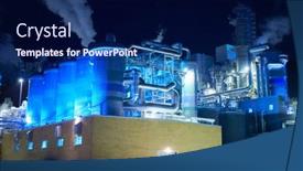  Presentation with pollution air - Theme enhanced with factory-at-night-air-pollution background and a navy blue colored foreground