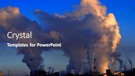  Presentation with pollution air - Presentation design with factory-chimneys-spewing-pollution background and a ocean colored foreground