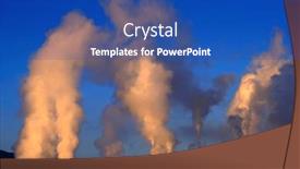  Presentation with pollution air - Slide deck featuring factory-chimneys-spewing-pollution background and a ocean colored foreground