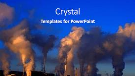  Presentation with pollution air - PPT theme with factory-chimneys-spewing-pollution background and a cobalt blue colored foreground