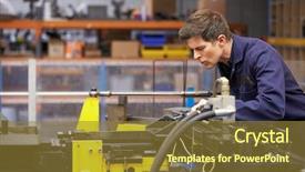  Presentation with factory - Beautiful PPT theme featuring factory engineer operating hydraulic tube backdrop and a tawny brown colored foreground