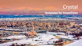  Presentation with hokkaido - Presentation theme having factory location - asahikawa japan winter cityscape background and a coral colored foreground