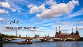  Presentation with historical west - Beautiful PPT theme featuring factory location - historical shot of decommissioned coal-fired backdrop and a light blue colored foreground