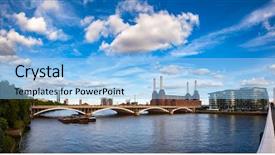  Presentation with historical west - Slides with factory location - historical shot of decommissioned coal-fired background and a light blue colored foreground