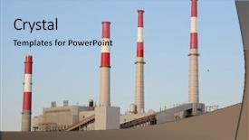  Presentation with power plant industrial - PPT layouts featuring factory location - industrial power plant with tall background and a light blue colored foreground