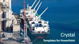  Presentation with sea port - Colorful PPT layouts enhanced with factory location - new floating crane at sea backdrop and a  colored foreground