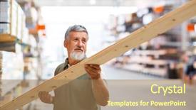  Presentation with modeling - PPT theme having factory model - man choosing and buying construction background and a coral colored foreground