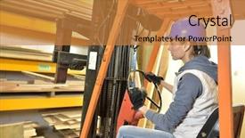  Presentation with cold storage warehouse - Cool new PPT theme with factory operator in warehouse using backdrop and a  colored foreground