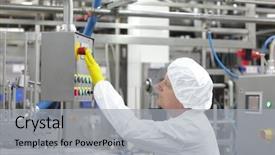  Presentation with control panel - Audience pleasing PPT theme consisting of factory pressing buttons at control backdrop and a light gray colored foreground