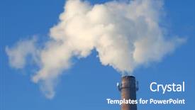  Presentation with smoke - Beautiful presentation theme featuring factory smoke - fuming tube against blue sky backdrop and a teal colored foreground