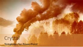  Presentation with climate change - Slide deck enhanced with factory-smoke-covering-green-forest background and a gold colored foreground