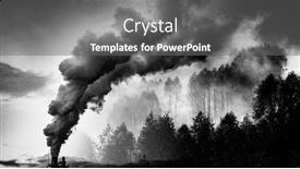  Presentation with climate change - Beautiful slide deck featuring factory-smoke-covering-green-forest backdrop and a gray colored foreground