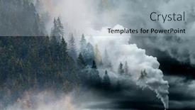  Presentation with pine forest - Presentation theme consisting of factory smoke covering pine forest double exposure global warmin background and a light gray colored foreground